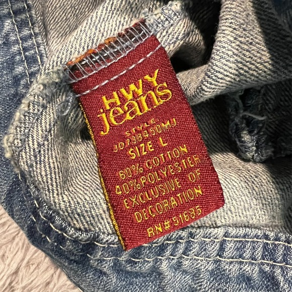 Highway Jeans Denim Jacket Button Up Zip Pockets Trucker Women's Large - Picture 7 of 11